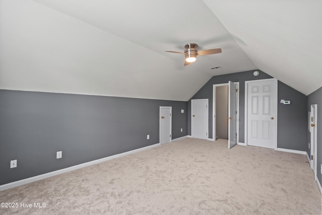 94 Field Planters Cir, Calabash, NC 28467 - bonus room with light carpet, vaulted ceiling, a ceiling fan, and baseboards