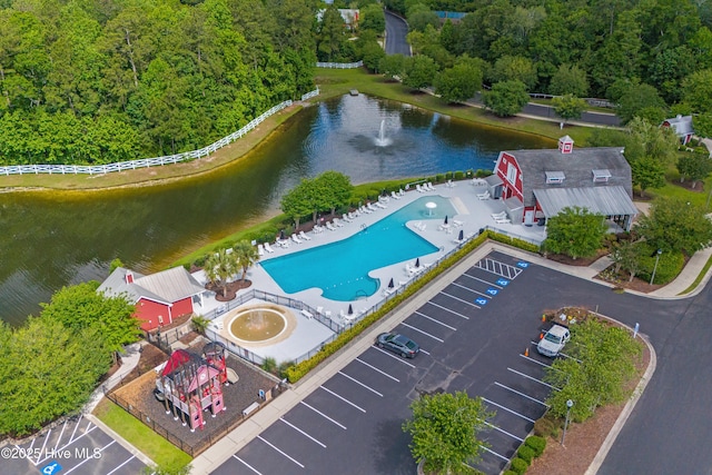 94 Field Planters Cir, Calabash, NC 28467 - bird's eye view of a pool area and a large body of water