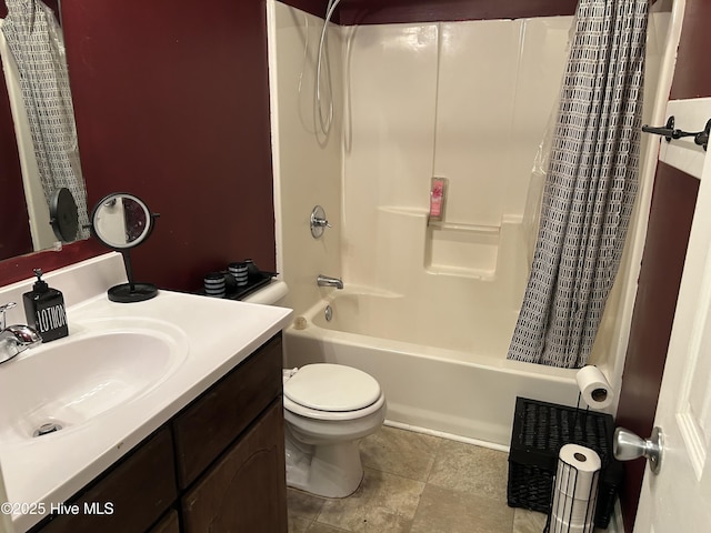 1404 Angels End Unit B, Greenville, NC 27858 - full bathroom with shower / bathtub combination with curtain, toilet, vanity, and tile patterned floors