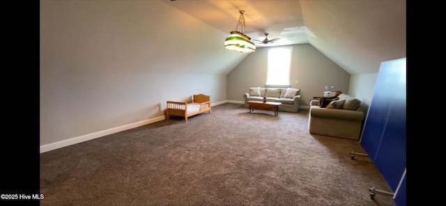 104 Soundside Estates Dr, Grandy, NC 27939 - additional living space with lofted ceiling, ceiling fan, carpet, and baseboards