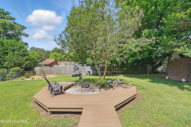 1605 Edgewood Dr, Elizabeth City, NC 27909 - view of yard with a fire pit and a wooden deck