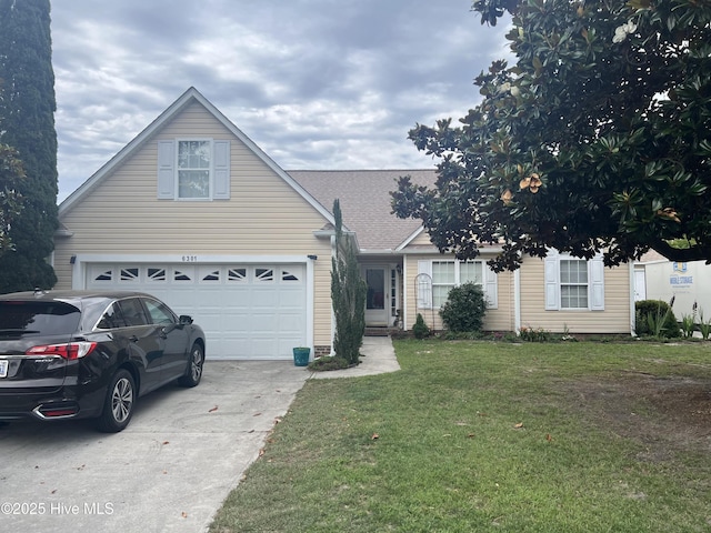 6301 Brantley Ct, Wilmington, NC 28412 - traditional-style house featuring concrete driveway, a front yard, a garage, and roof with shingles