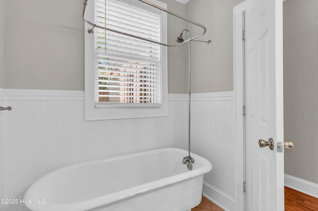 114 N 16th St, Wilmington, NC 28401 - bathroom with a wainscoted wall and a freestanding bath