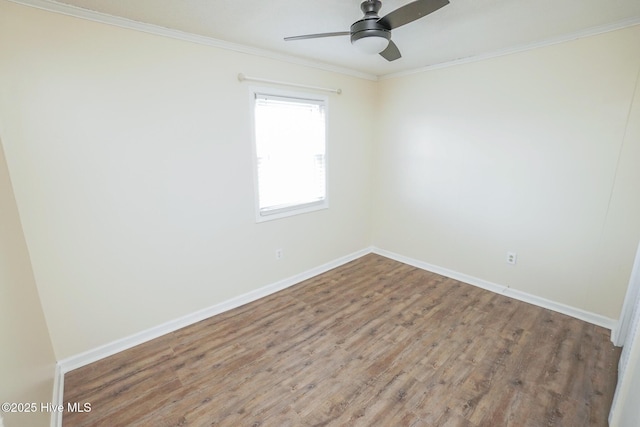 2264 New River Inlet Rd Unit 210, North Topsail Beach, NC 28460 - unfurnished room with crown molding, wood finished floors, baseboards, and ceiling fan