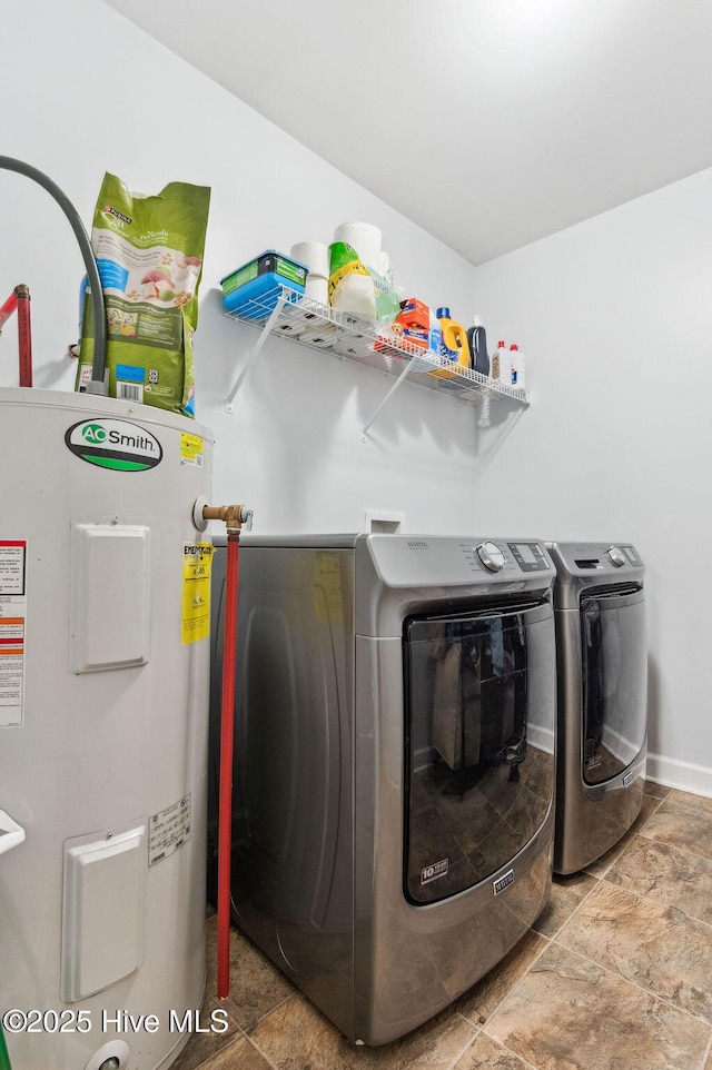 213 Lockwood Ct, Hubert, NC 28539 - laundry room with water heater, washer and clothes dryer, and baseboards