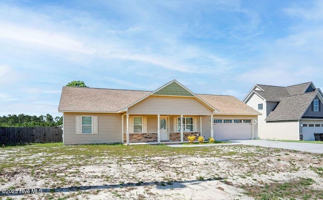 213 Lockwood Ct, Hubert, NC 28539 - craftsman house with a porch, a garage, and concrete driveway