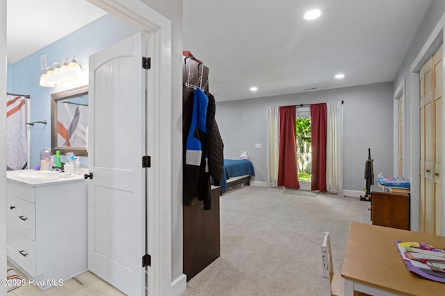 406 Walnut St, Elizabeth City, NC 27909 - bathroom with vanity, recessed lighting, and baseboards