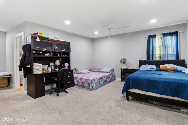 406 Walnut St, Elizabeth City, NC 27909 - carpeted bedroom featuring recessed lighting, a ceiling fan, and an office area