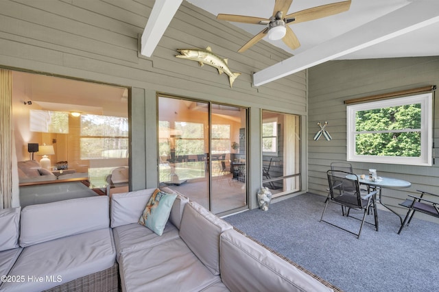 728 Azalea Dr Unit 426, Hampstead, NC 28443 - sunroom / solarium featuring ceiling fan, an outdoor hangout area, and lofted ceiling