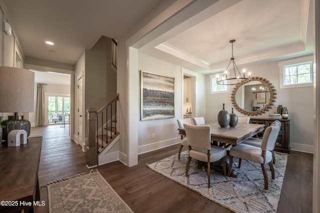 1004 Fawn Valley Way, Wilmington, NC 28409 - dining area featuring healthy amount of natural light, a chandelier, baseboards, and recessed lighting