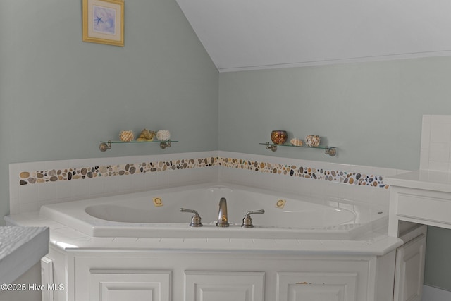 4248 Island Dr, North Topsail Beach, NC 28460 - full bath featuring a whirlpool tub and vaulted ceiling