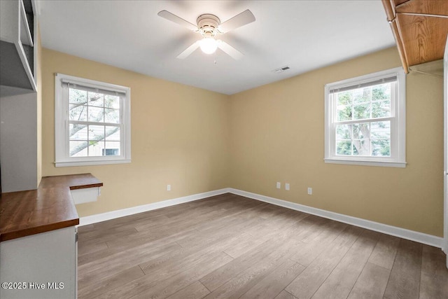 302 Mcglamery St, Oak Island, NC 28465 - empty room featuring wood finished floors, baseboards, and a ceiling fan