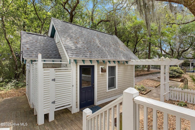 19 Sabal Palm Trl, Bald Head Island, NC 28461 - view of outdoor structure featuring view of wooded area