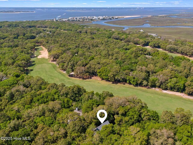 19 Sabal Palm Trl, Bald Head Island, NC 28461 - aerial overview of property's location featuring a heavily wooded area and a nearby body of water