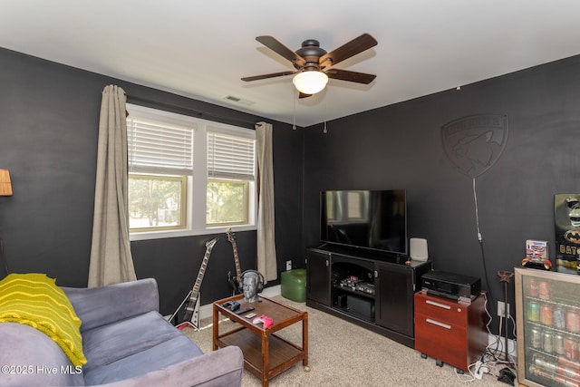 111 Pinelands Vis, Jackson Springs, NC 27281 - carpeted living room with a ceiling fan and baseboards