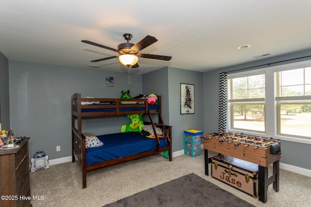 111 Pinelands Vis, Jackson Springs, NC 27281 - carpeted bedroom with multiple windows, baseboards, and a ceiling fan