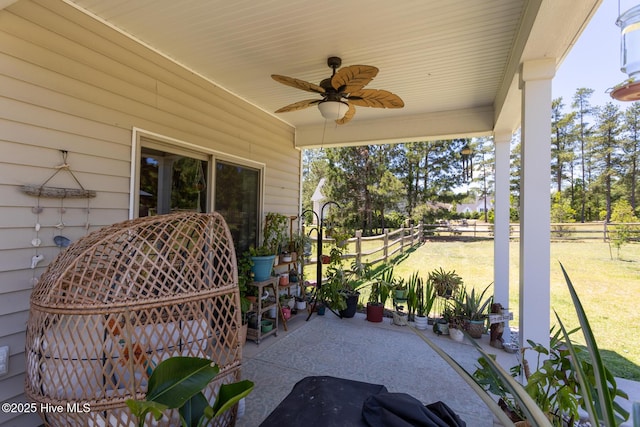 111 Pinelands Vis, Jackson Springs, NC 27281 - view of patio / terrace with a ceiling fan