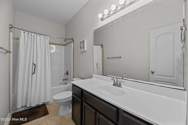 3412 Lefringhouse Ln, New Bern, NC 28562 - full bath with toilet, vanity, shower / bath combo with shower curtain, and tile patterned floors
