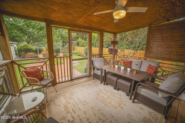 1309 N Pasteur St, New Bern, NC 28560 - sunroom / solarium with ceiling fan and outdoor dining area