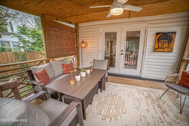 1309 N Pasteur St, New Bern, NC 28560 - view of patio featuring french doors, a ceiling fan, and outdoor dining area