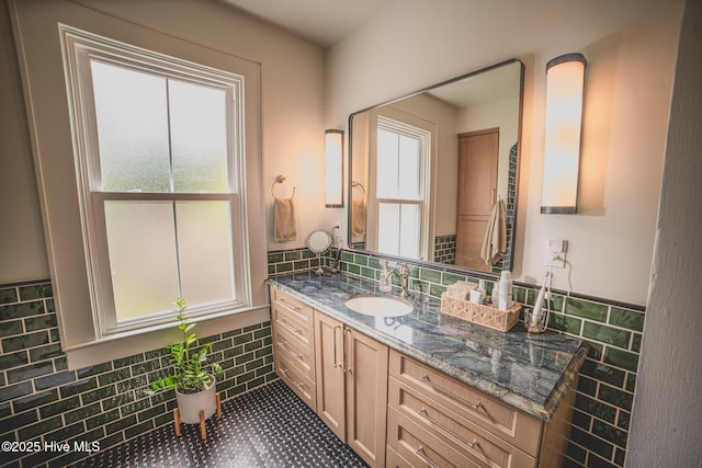 1309 N Pasteur St, New Bern, NC 28560 - bathroom featuring vanity and decorative backsplash