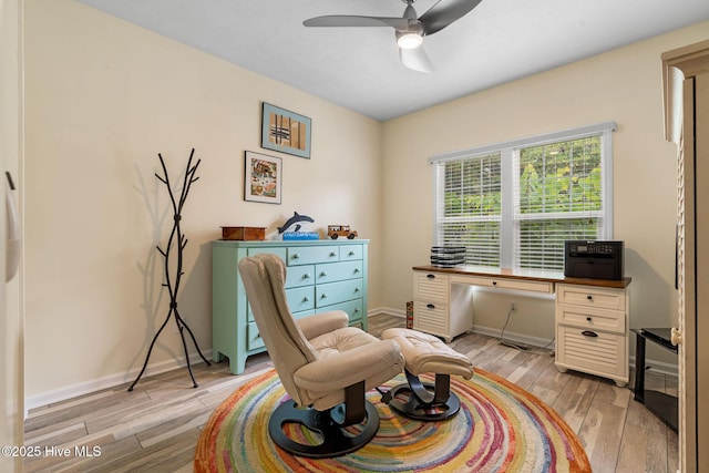 3193 Wexford Way, Southport, NC 28461 - office space featuring a ceiling fan, light wood-style floors, and baseboards