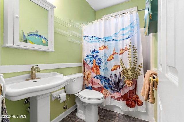 3193 Wexford Way, Southport, NC 28461 - full bathroom featuring toilet, a shower with curtain, and baseboards