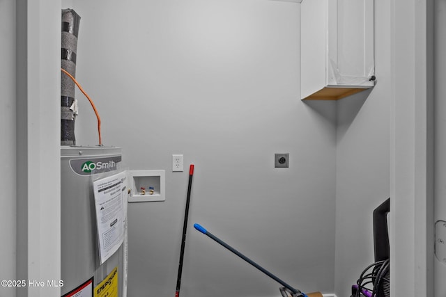 10378 Neuse Rd, Grantsboro, NC 28529 - washroom with washer hookup, hookup for an electric dryer, and cabinet space