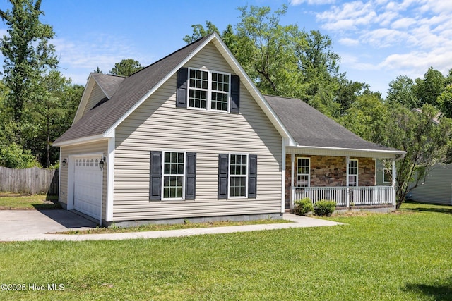 301 Haws Run Rd, Jacksonville, NC 28540 - view of front facade featuring a porch, concrete driveway, and an attached garage