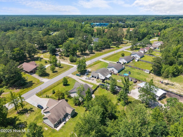 301 Haws Run Rd, Jacksonville, NC 28540 - aerial overview of property's location with a heavily wooded area and nearby suburban area