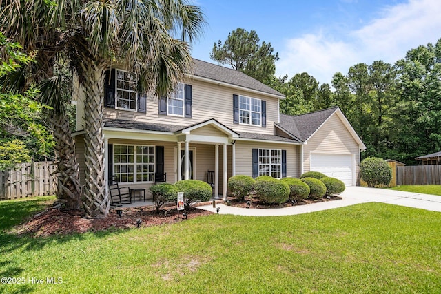 100 Hedingham Ct, Wilmington, NC 28412 - view of front of property with driveway, covered porch, an attached garage, and a shingled roof