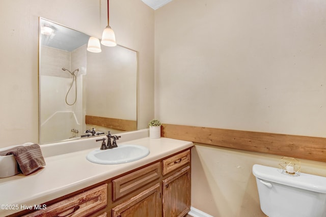 287 Perkins Rd, Goldsboro, NC 27530 - bathroom featuring toilet, vanity, and a shower