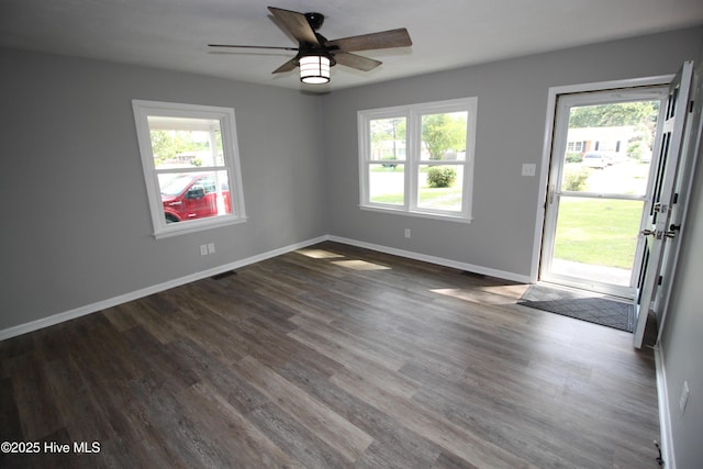 114 Pinecone Ln, Havelock, NC 28532 - spare room featuring ceiling fan, wood finished floors, and baseboards