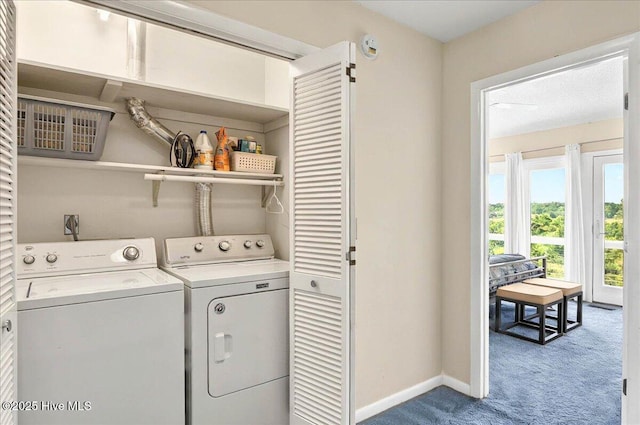 256 Brunswick Ave W Unit A, Holden Beach, NC 28462 - washroom featuring carpet floors, washer and dryer, and baseboards