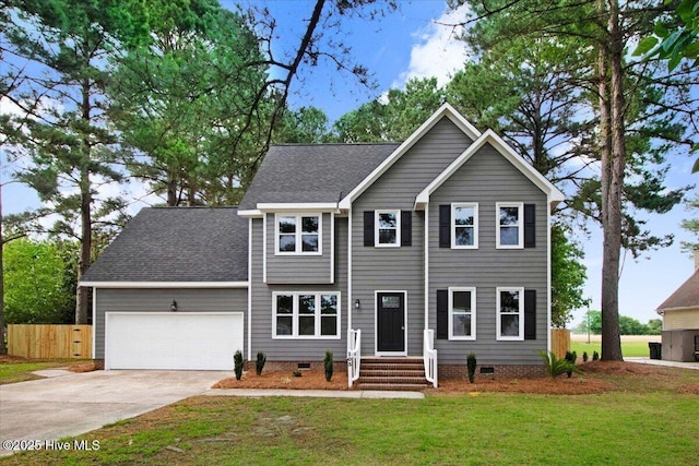 103 Sawgrass Pl, Goldsboro, NC 27534 - view of front of property with a garage, driveway, crawl space, and a shingled roof