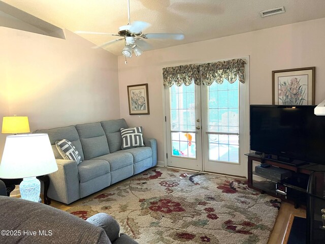 5707 Mossberg Ct, Wilmington, NC 28405 - living area featuring french doors, ceiling fan, and wood finished floors