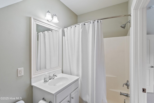 3059 Irwin Dr SE, Southport, NC 28461 - full bathroom featuring vanity, shower / bath combination with curtain, and toilet