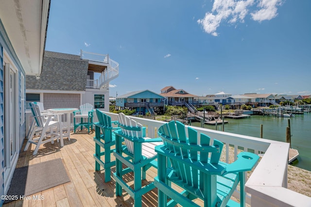 1904 Ocean Blvd, Topsail Beach, NC 28445 - wooden deck with a water view and a residential view