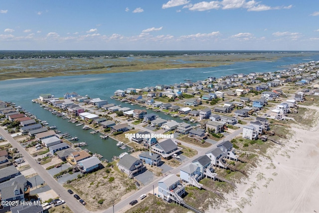 1904 Ocean Blvd, Topsail Beach, NC 28445 - aerial perspective of suburban area featuring a nearby body of water