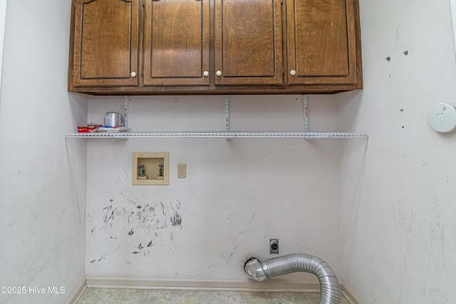 102 Plantation Rd, Goldsboro, NC 27530 - washroom with electric dryer hookup, hookup for a washing machine, cabinet space, and baseboards