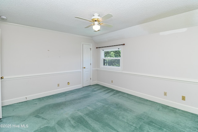 102 Plantation Rd, Goldsboro, NC 27530 - carpeted spare room featuring ceiling fan, a textured ceiling, baseboards, and crown molding