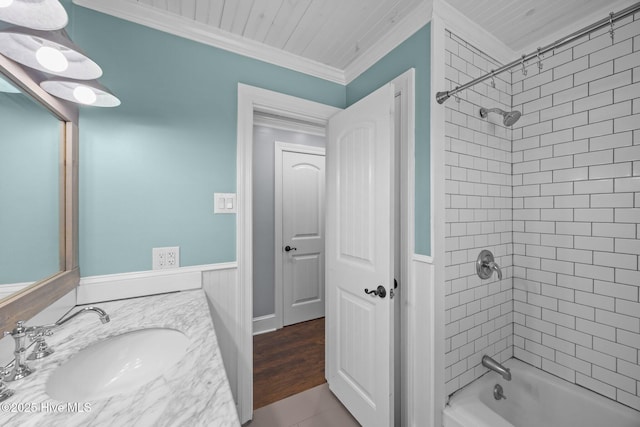 5137 Carr, Grifton, NC 28530 - full bathroom featuring vanity, bathing tub / shower combination, and ornamental molding