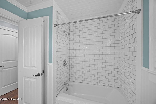 5137 Carr, Grifton, NC 28530 - bathroom featuring shower / washtub combination and ornamental molding