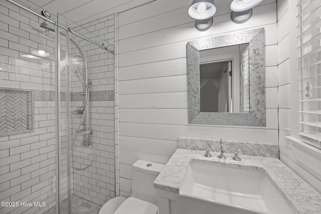 5137 Carr, Grifton, NC 28530 - bathroom with a shower stall, vanity, and toilet