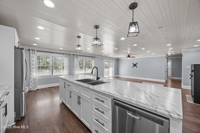 5137 Carr, Grifton, NC 28530 - kitchen with appliances with stainless steel finishes, a sink, white cabinetry, recessed lighting, and crown molding