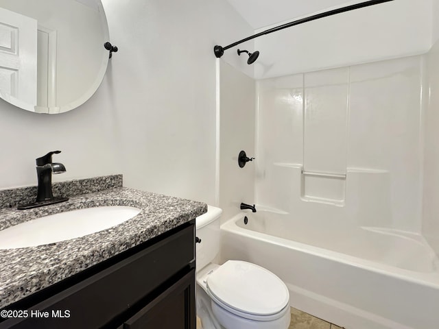 130 Summerfield St, Elizabeth City, NC 27909 - bathroom featuring vanity, toilet, shower / tub combination, and tile patterned flooring