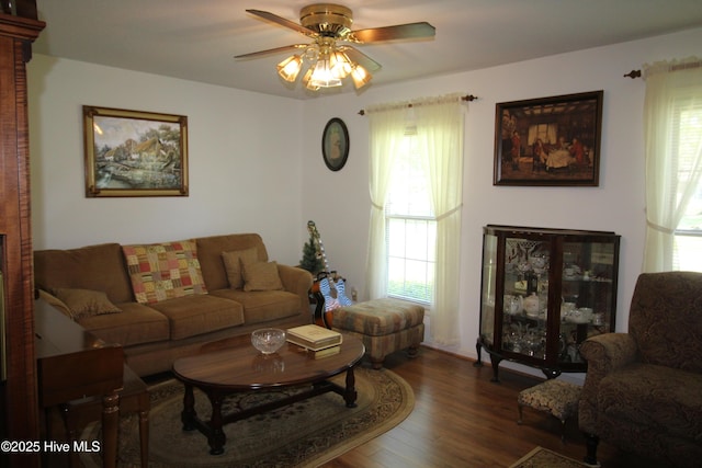 206 Stratford Rd, Havelock, NC 28532 - living room with ceiling fan, wood finished floors, and healthy amount of natural light