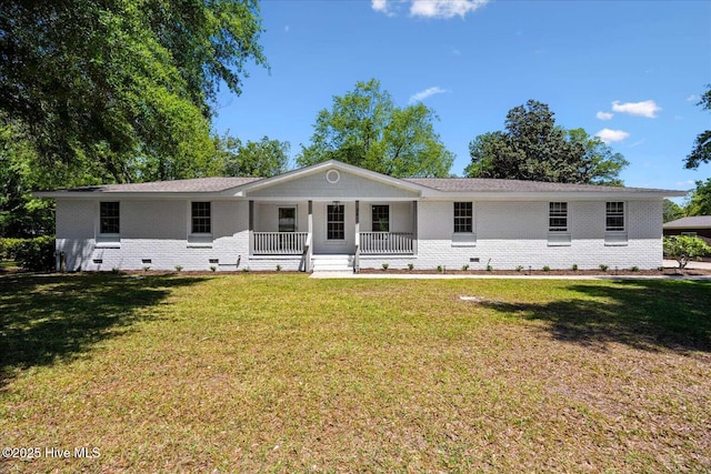 3417 Chalmers Dr, Wilmington, NC 28409 - single story home with crawl space, brick siding, a porch, and a front yard