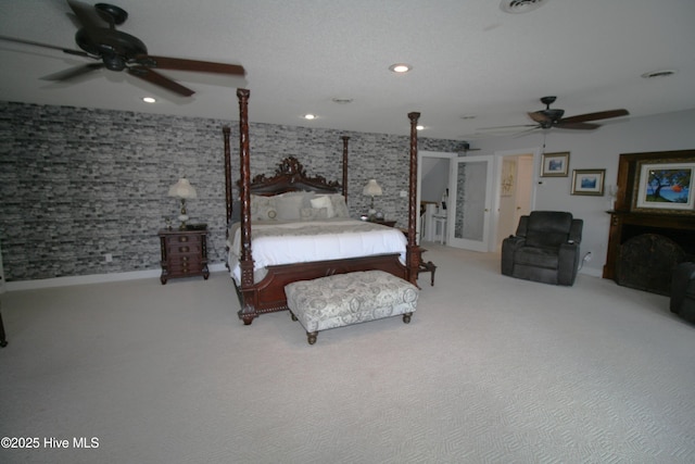 141 N River Rd, Plymouth, NC 27962 - carpeted bedroom with baseboards, recessed lighting, and ceiling fan