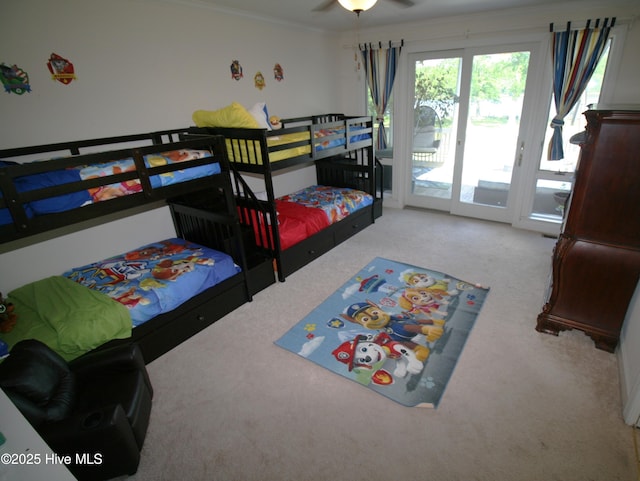 141 N River Rd, Plymouth, NC 27962 - bedroom with carpet, access to exterior, and ornamental molding